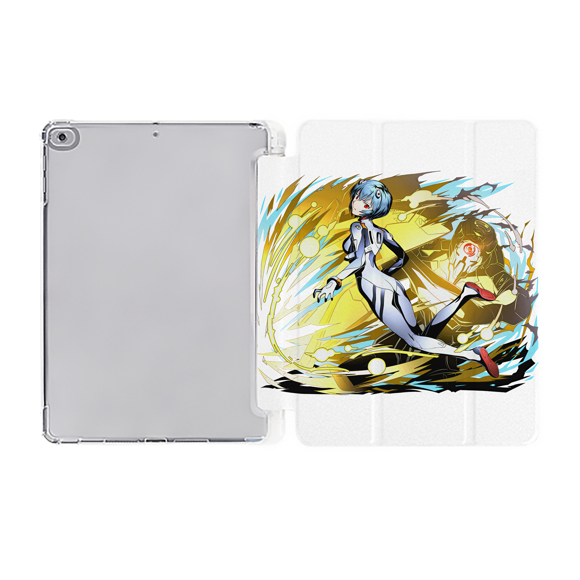 （画像用） EVA 新世紀エヴァンゲリオン IPad ケース ペン収納付き 三つ折りスタンド PUレザー×シリコン 対応機種9.5/10.5/10.9インチ